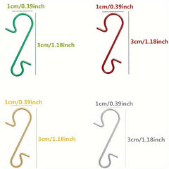 60pcs Christmas Ornament Hooks - Metal Wire Silvery Golden Red Green Hangers