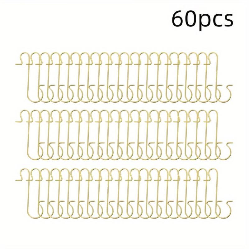 60pcs Christmas Ornament Hooks - Metal Wire Silvery Golden Red Green Hangers