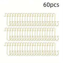 60pcs Christmas Ornament Hooks - Metal Wire Silvery Golden Red Green Hangers