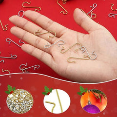 60pcs Christmas Ornament Hooks - Metal Wire Silvery Golden Red Green Hangers