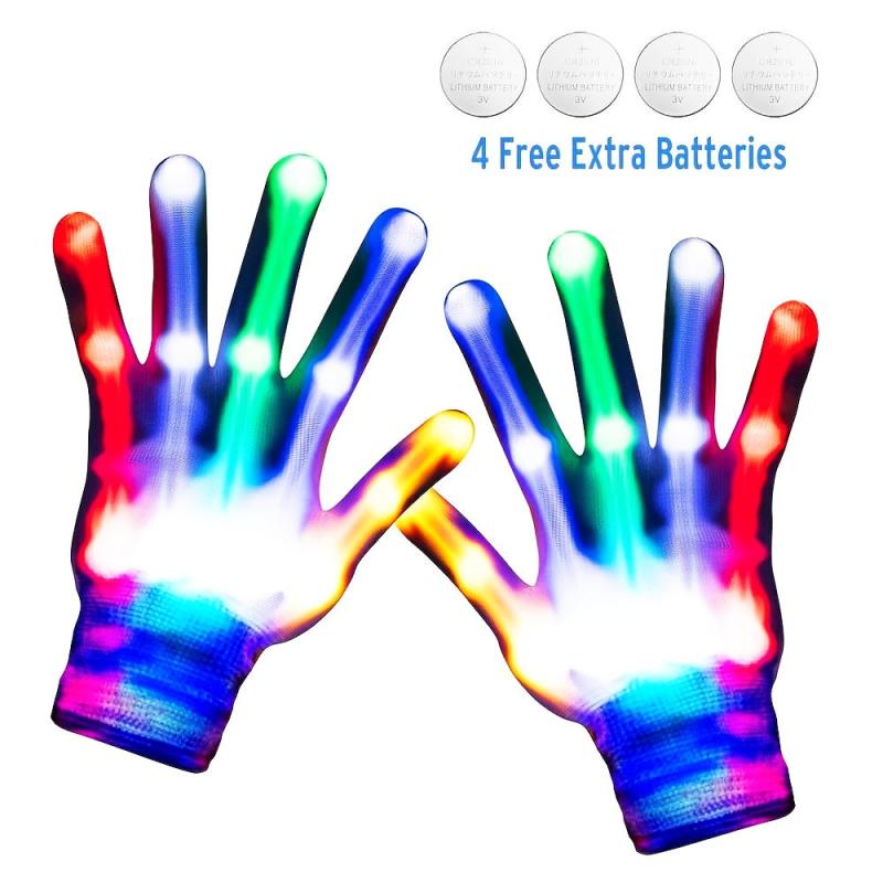 LED Flashing Gloves Light Up Finger Toys Glow Costume Accessories for Kids