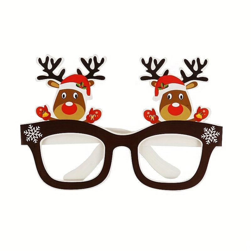 9 Pairs Santa Claus Christmas Tree Elk Paper Glasses Frame Christmas Glasses