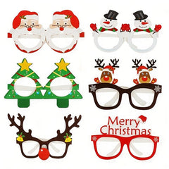 9 Pairs Santa Claus Christmas Tree Elk Paper Glasses Frame Christmas Glasses