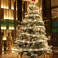 Christmas Ribbon LED Light String Satin Tree Decoration Hot Stamping Lanterns