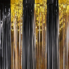 2pcs Golden Laser Foil Fringe Curtains for Graduation Decorations