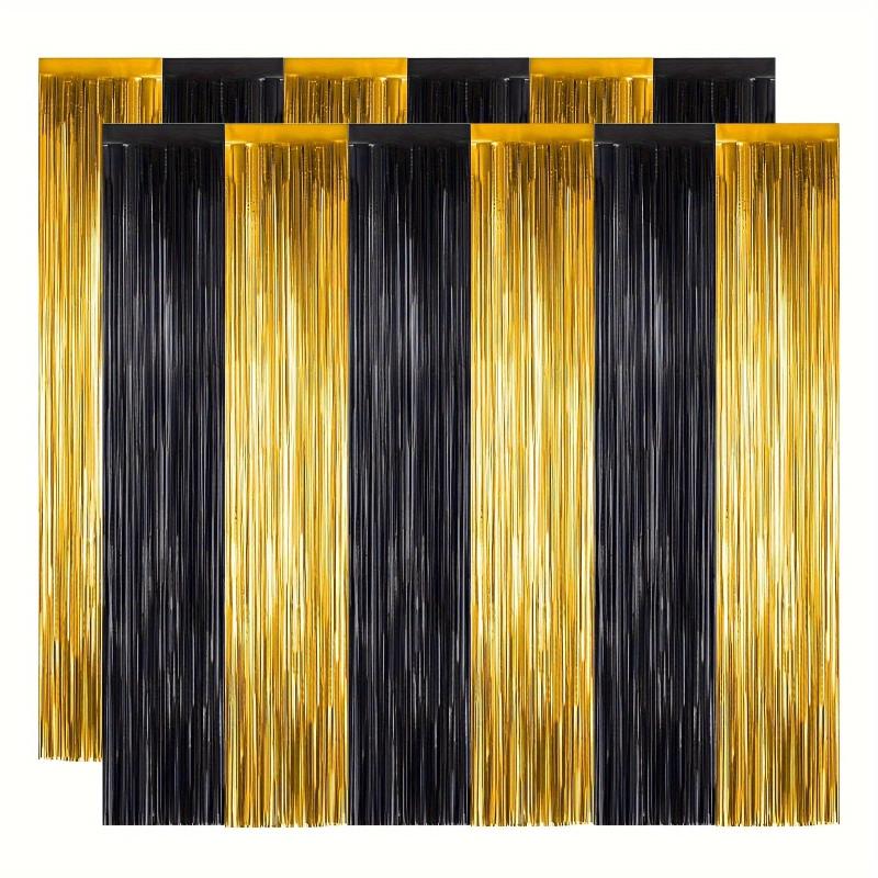 2pcs Golden Laser Foil Fringe Curtains for Graduation Decorations