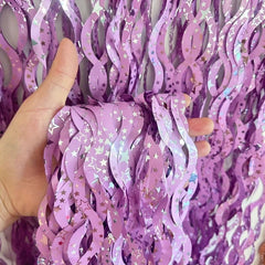 2pcs Wave Tinsel Foil Fringe Curtain Star Print Mermaid Wedding Birthday