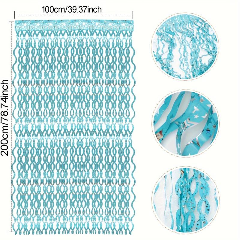 2pcs Wave Tinsel Foil Fringe Curtain Star Print Mermaid Wedding Birthday