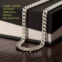 Father's Gift Silvery Cuban Necklace Retro Stainless Steel