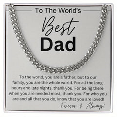 Father's Gift Silvery Cuban Necklace Retro Stainless Steel