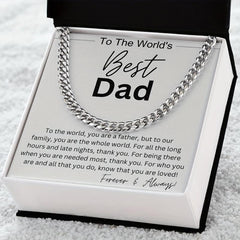 Father's Gift Silvery Cuban Necklace Retro Stainless Steel