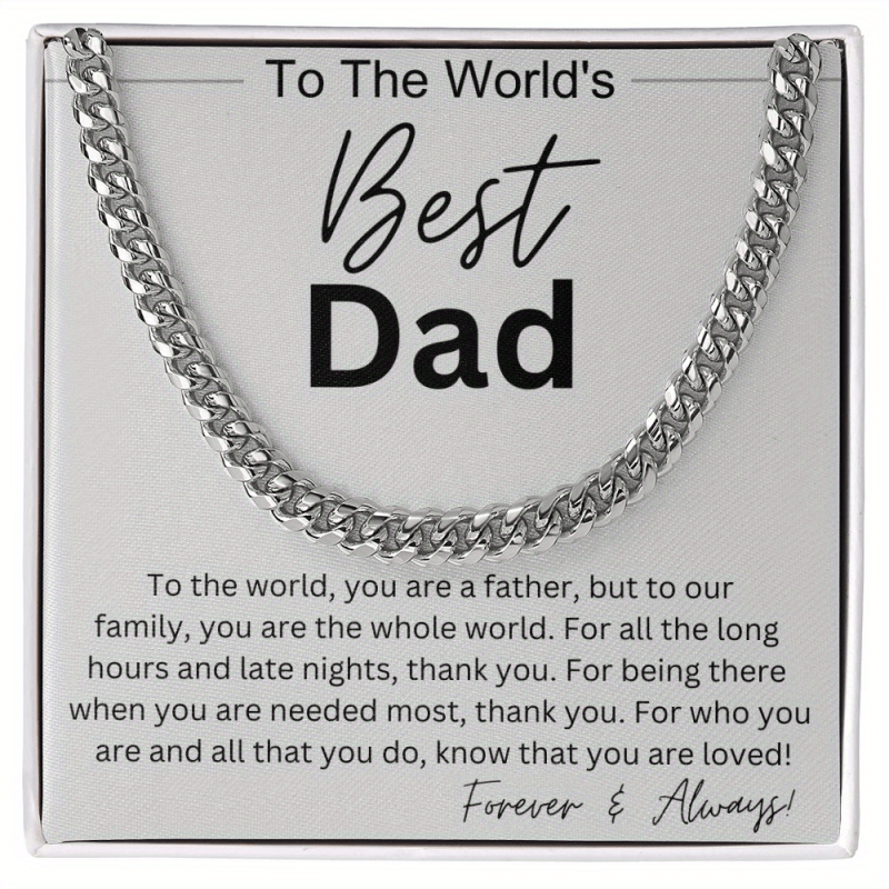 Father's Gift Silvery Cuban Necklace Retro Stainless Steel