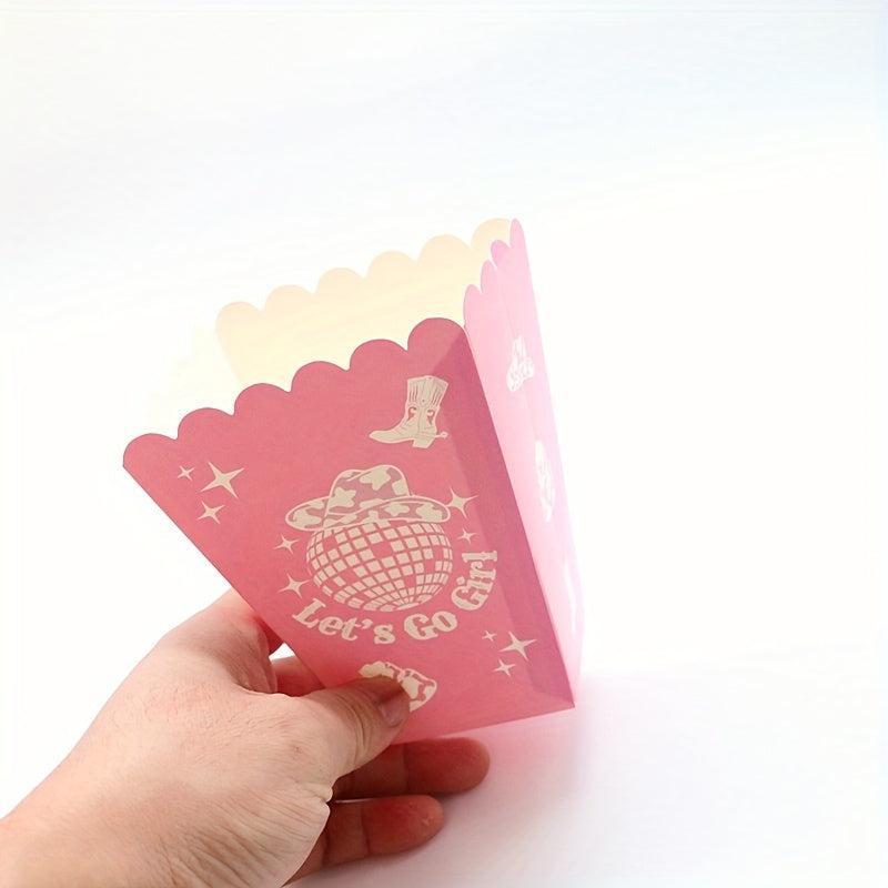 6pcs Pink Disco Cowgirl Movie Night Popcorn Bags