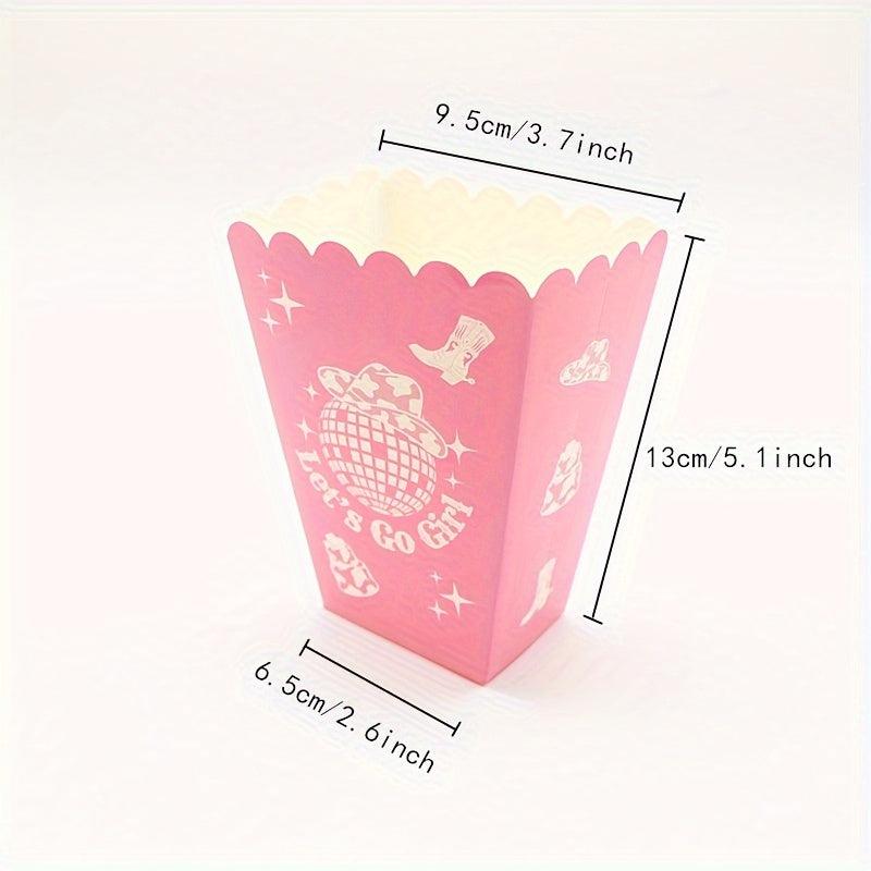 6pcs Pink Disco Cowgirl Movie Night Popcorn Bags