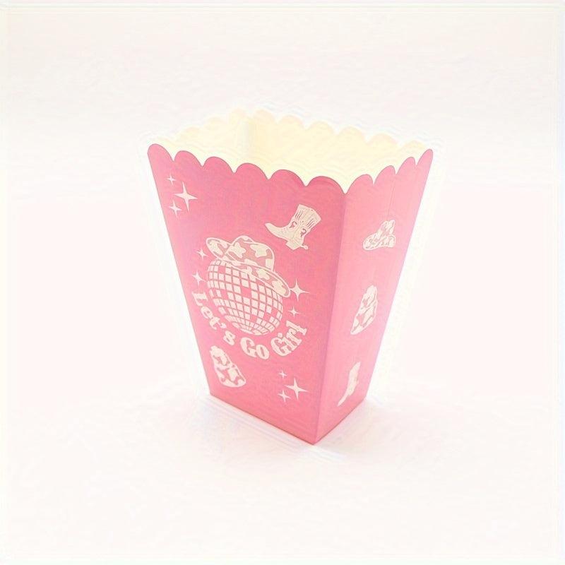 6pcs Pink Disco Cowgirl Movie Night Popcorn Bags