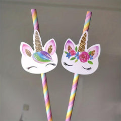 20pcs Unicorn Themed Paper Straw Party Decorations