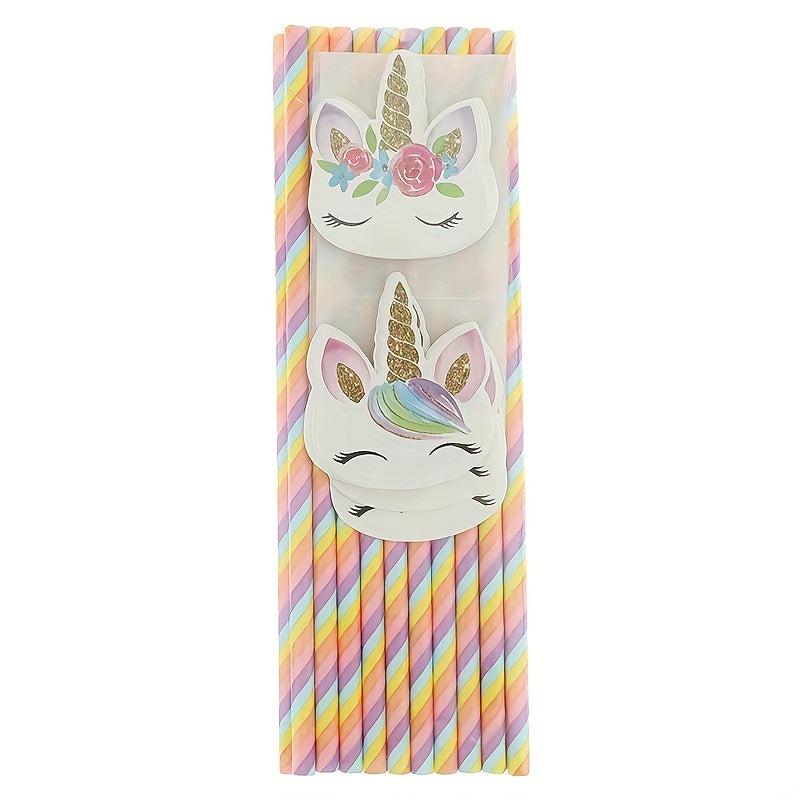 20pcs Unicorn Themed Paper Straw Party Decorations