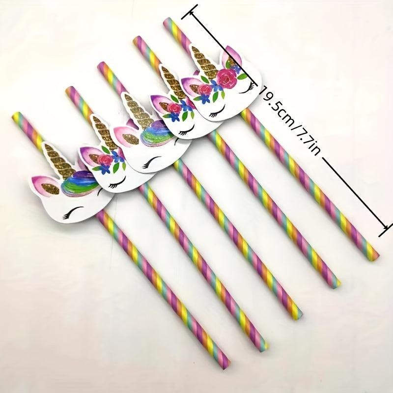 20pcs Unicorn Themed Paper Straw Party Decorations