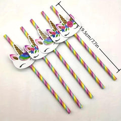 20pcs Unicorn Themed Paper Straw Party Decorations
