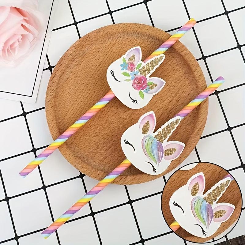 20pcs Unicorn Themed Paper Straw Party Decorations