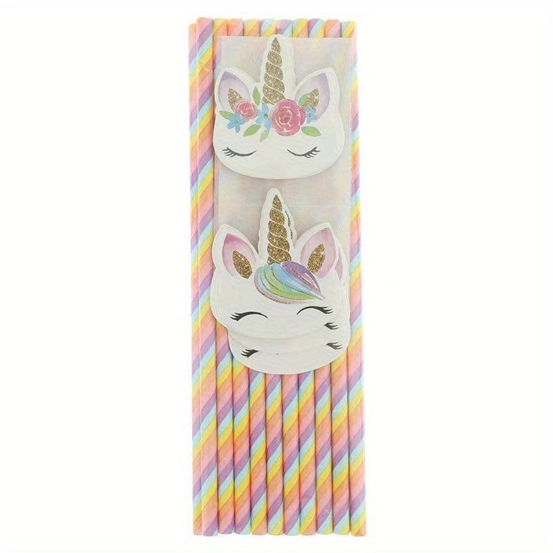 20pcs Unicorn Themed Paper Straw Party Decorations