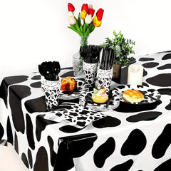 Cow Birthday Party Tableware Set - 12 Plates, 20 Napkins, 12 Cups, 1 Tablecloth