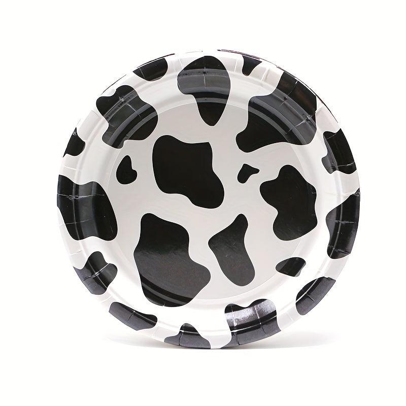 Cow Birthday Party Tableware Set - 12 Plates, 20 Napkins, 12 Cups, 1 Tablecloth