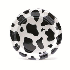 Cow Birthday Party Tableware Set - 12 Plates, 20 Napkins, 12 Cups, 1 Tablecloth