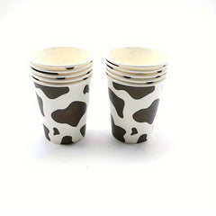 Cow Birthday Party Tableware Set - 12 Plates, 20 Napkins, 12 Cups, 1 Tablecloth