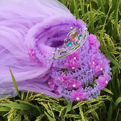 Crown Middle Yarn Flower Ring Kids Accessory Pink