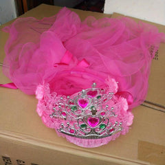 Crown Middle Yarn Flower Ring Kids Accessory Pink