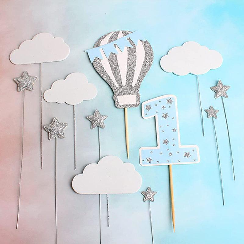 12pcs Hot Air Balloon Stars Clouds Birthday Party Decor