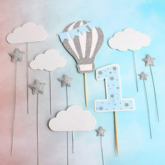 12pcs Hot Air Balloon Stars Clouds Birthday Party Decor