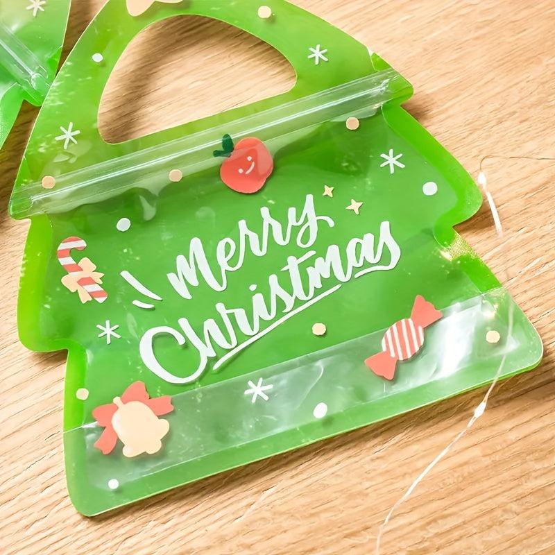 25pcs Christmas Gift Bag Candy Chocolate Cookie Biscuit Packing Tree Zipper Bags