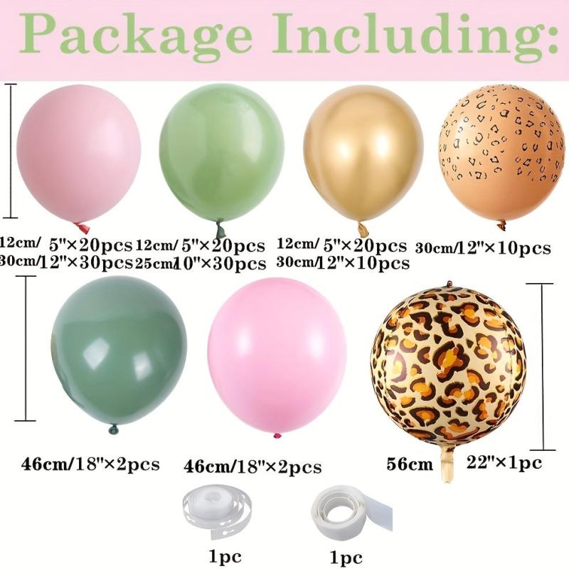 147pcs Cat Giraffe Spotted Green Latex Balloon Chain Party Decoration Set