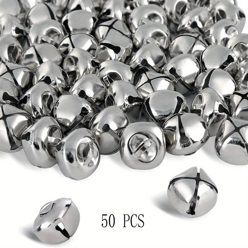 50pcs Christmas Tree Bells Silvery Cross Bell Craft Accessories