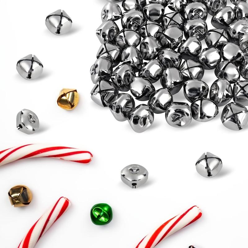 50pcs Christmas Tree Bells Silvery Cross Bell Craft Accessories