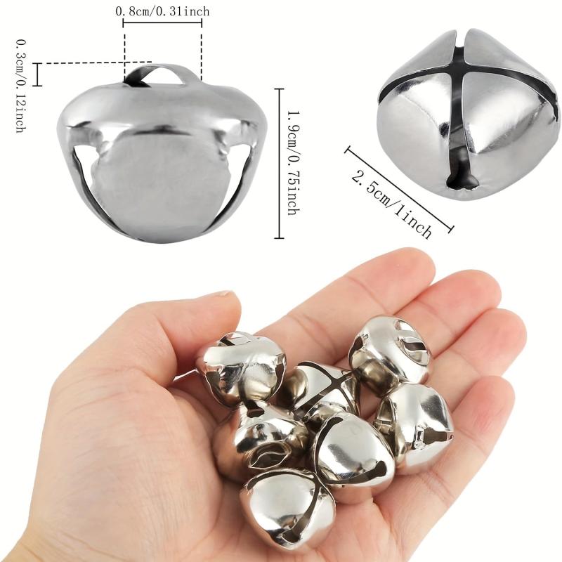 50pcs Christmas Tree Bells Silvery Cross Bell Craft Accessories