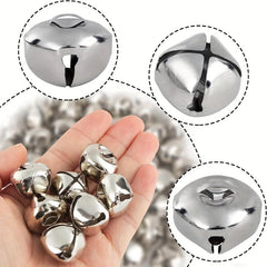 50pcs Christmas Tree Bells Silvery Cross Bell Craft Accessories