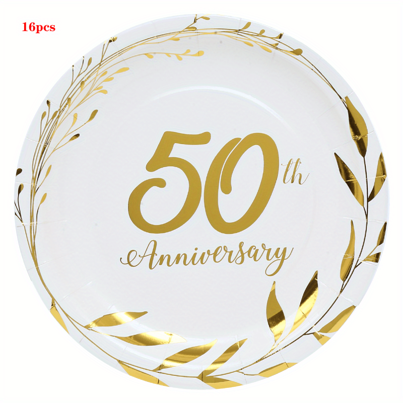 16pcs 25th & 50th Anniversary Party Supplies Decorations & Tableware