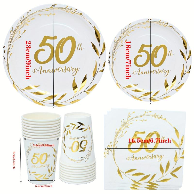 16pcs 25th & 50th Anniversary Party Supplies Decorations & Tableware