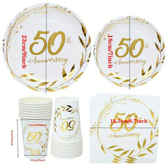 16pcs 25th & 50th Anniversary Party Supplies Decorations & Tableware