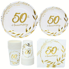 16pcs 25th & 50th Anniversary Party Supplies Decorations & Tableware