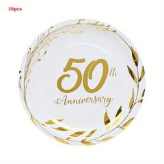 16pcs 25th & 50th Anniversary Party Supplies Decorations & Tableware