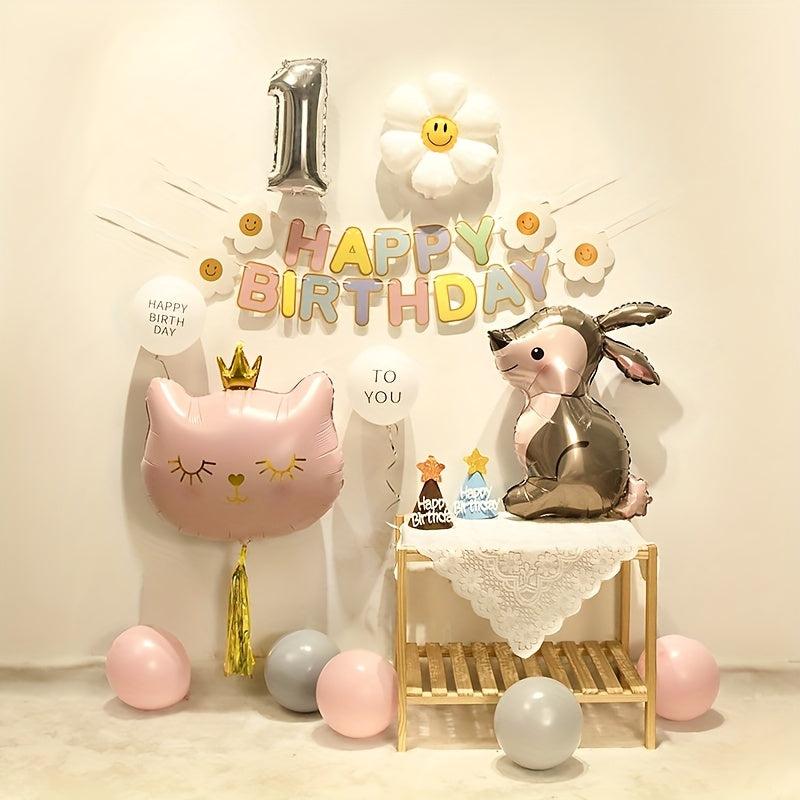 Silvery Rabbit Balloon Jungle for Easter Bunny Decoration