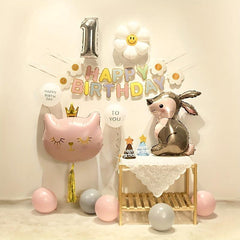Silvery Rabbit Balloon Jungle for Easter Bunny Decoration