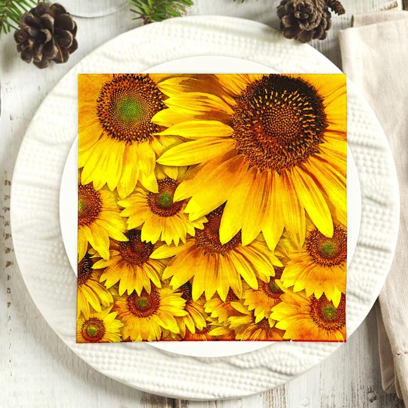 20pcs Yellow Sunflower Autumn Thanksgiving Colorful Napkins