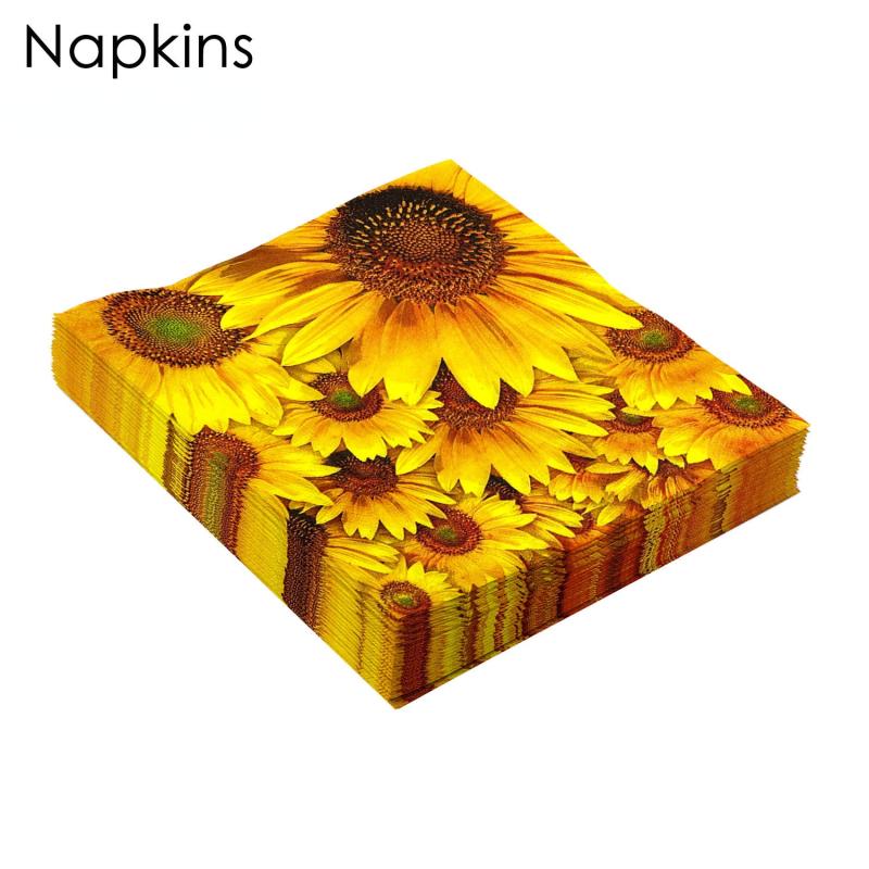 20pcs Yellow Sunflower Autumn Thanksgiving Colorful Napkins