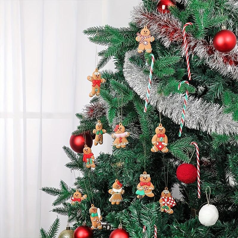 12pcs Gingerbread Man Ornament Christmas Tree Decoration
