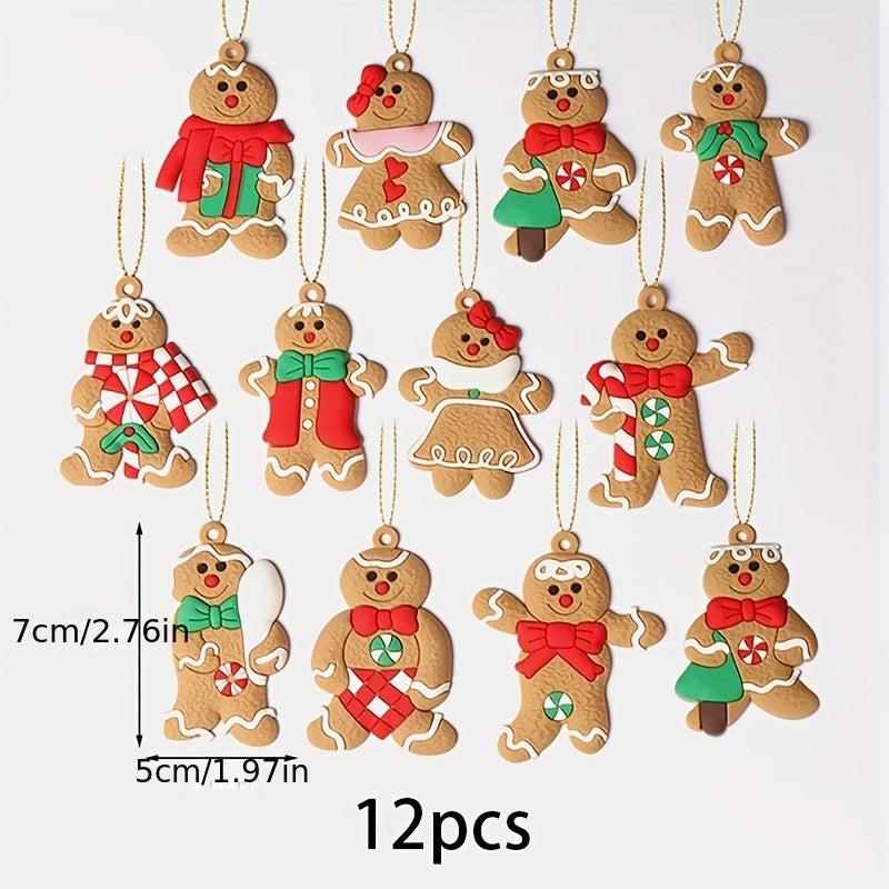 12pcs Gingerbread Man Ornament Christmas Tree Decoration
